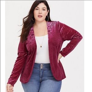Torrid Red Velvet Burnout Blazer NWT